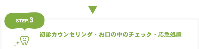 【3】初診カウンセリング・お口の中のチェック・応急処置